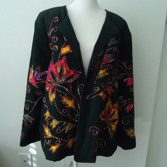 DRAPERS&DAMONS Women's Open Front Blazer 100% Cotton Size-1X - Picture 2 of 13